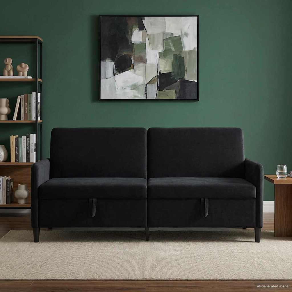 vidaXL Sofa cu Spațiu de Depozitare Negru 192 x 78 x 87 cm Poliester