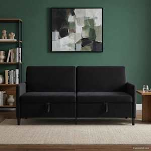 Sofa s shrambo Črna 192 x 78 x 87 cm Poliester
