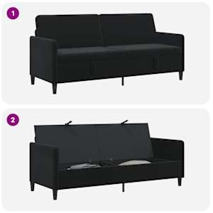 Sofa s úložným prostorem Černá 192 x 78 x 87 cm Polyester - obrázek 6