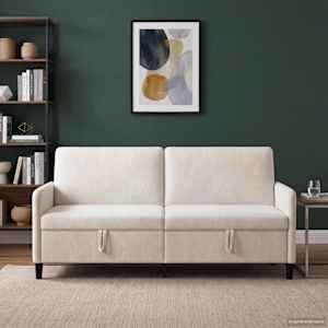 Sofa s úložným prostorem Krémová 192 x 78 x 87 cm Polyester - obrázek 3