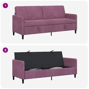 Sofa s úložným prostorem Fialová 192 x 78 x 87 cm Polyester - obrázek 6