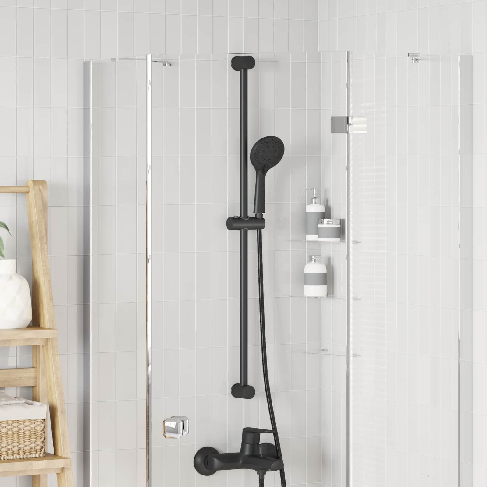 vidaXL Duschkopfhalter Schwarz 101 cm Edelstahl