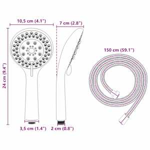 Sada sprchové hlavice Chrom 150 cm Nerezová ocel - obrázek 10