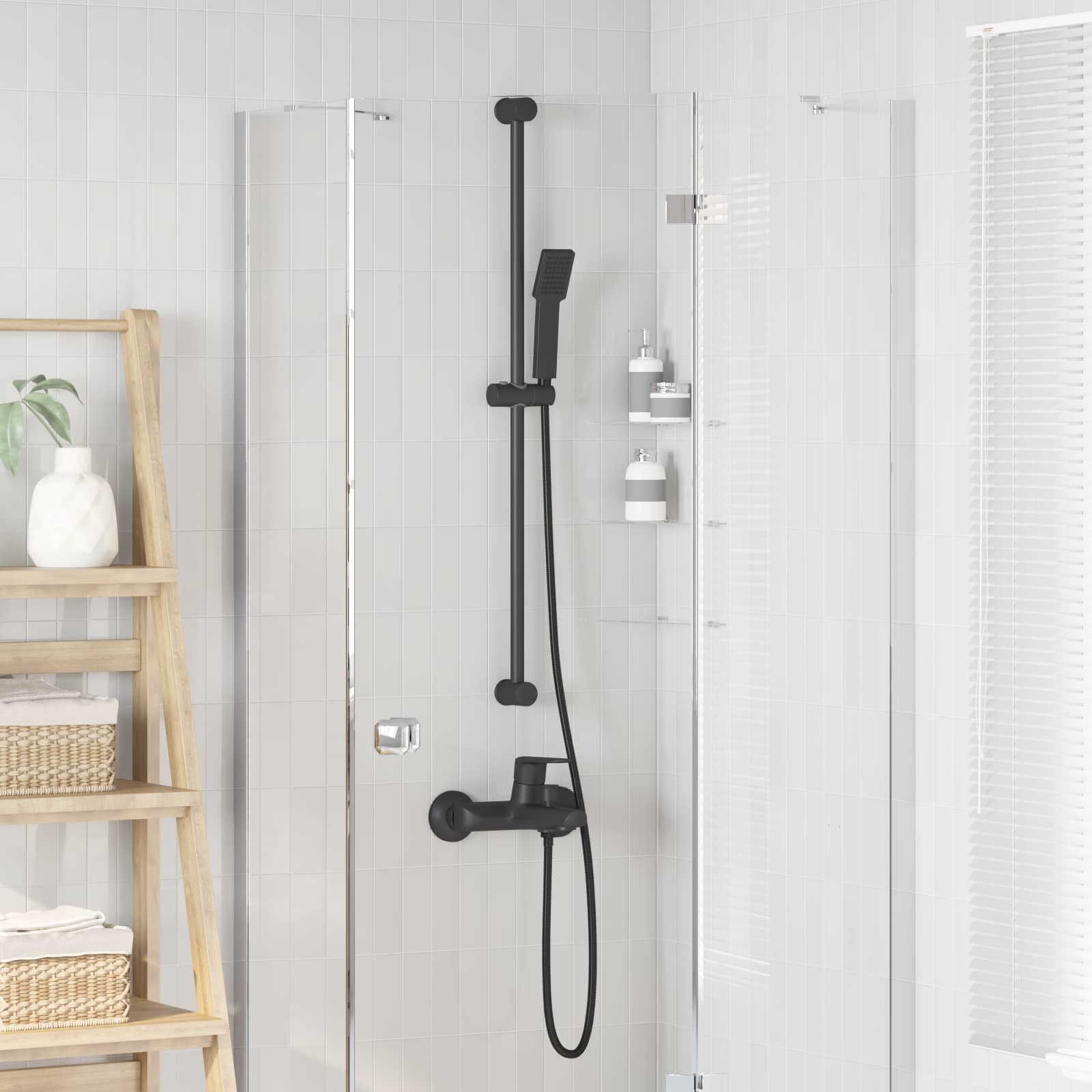 vidaXL Duschkopfset Schwarz 150 cm Edelstahl