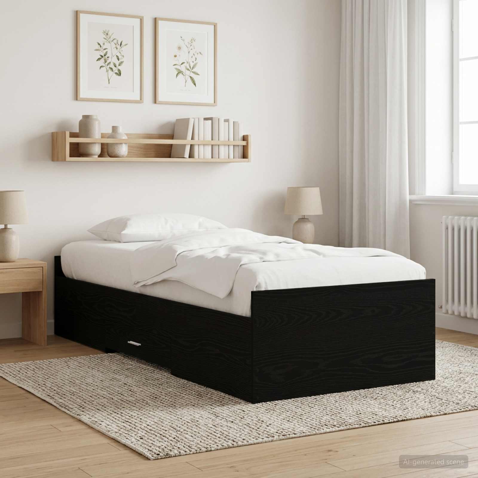 vidaXL Sänkykehys varastolla Musta tammi 80 x 200 cm Tekninen puu