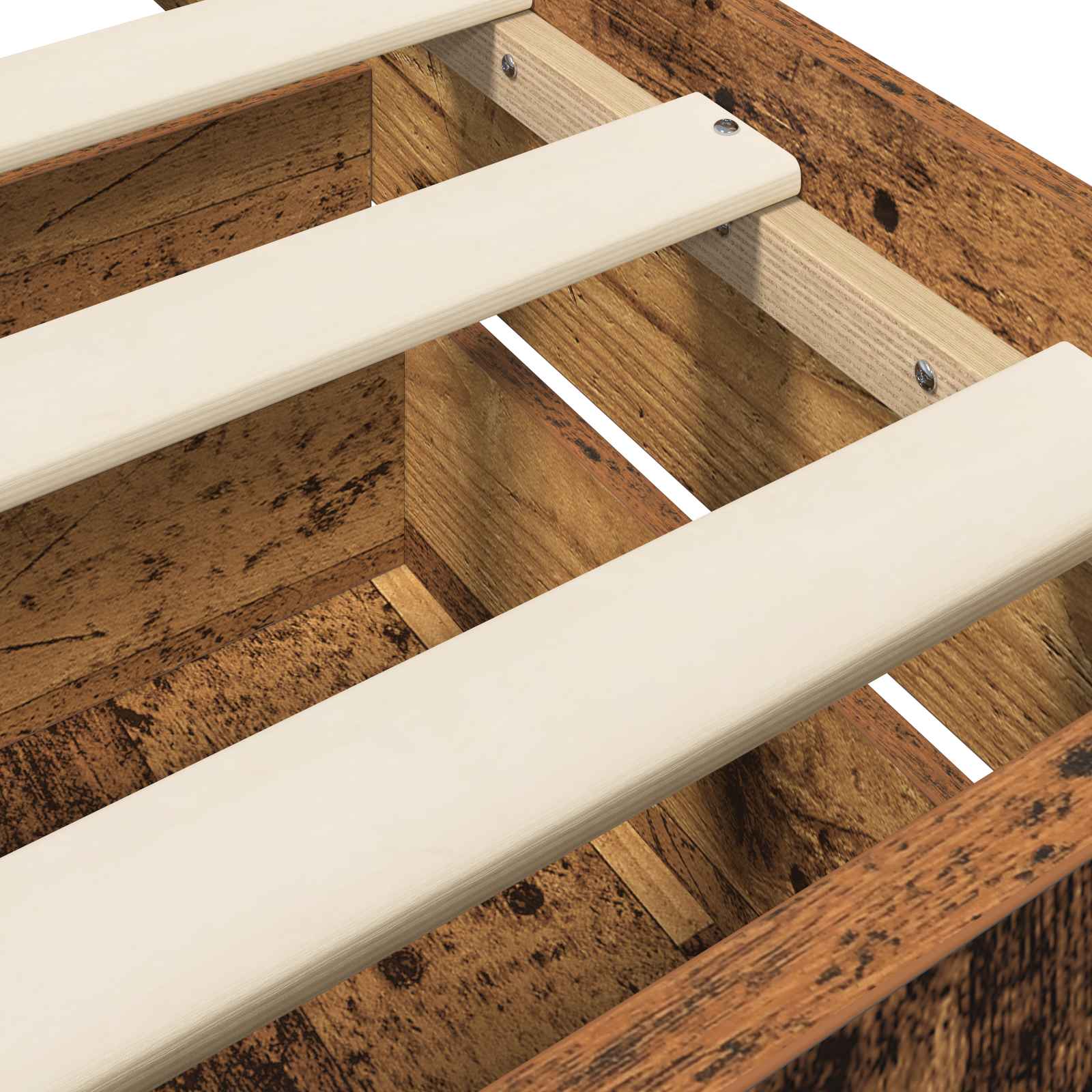 vidaXL Bettrahmen mit Schubladen mit Kopfteil Altholz Holzwerkstoff – Bild 7