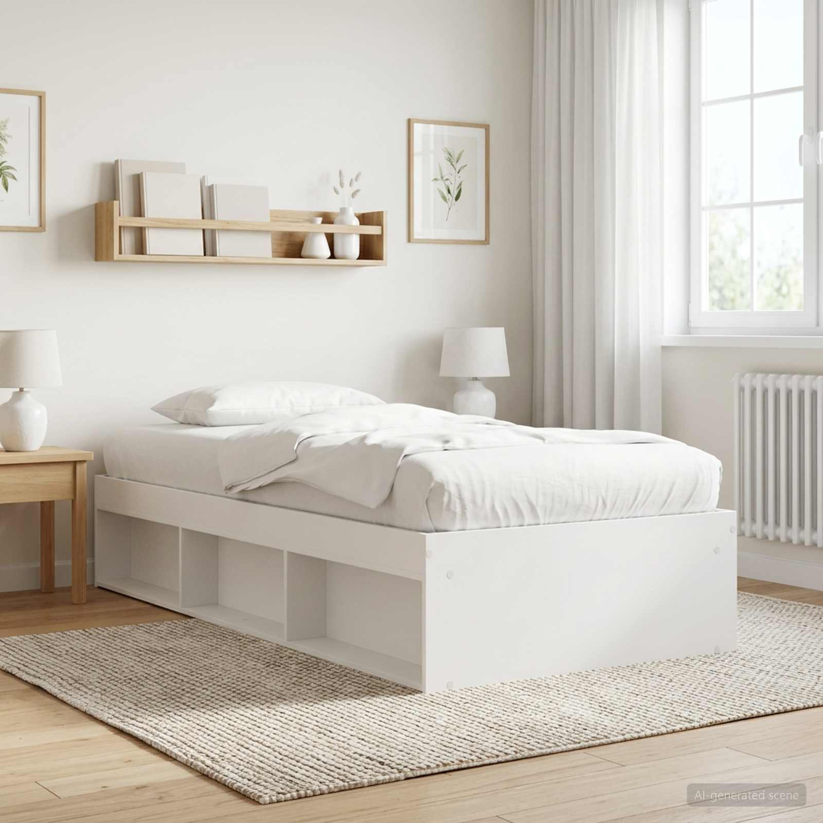 vidaXL Sänkykehys varastolla valkoinen 80 x 200 cm Tekninen puu