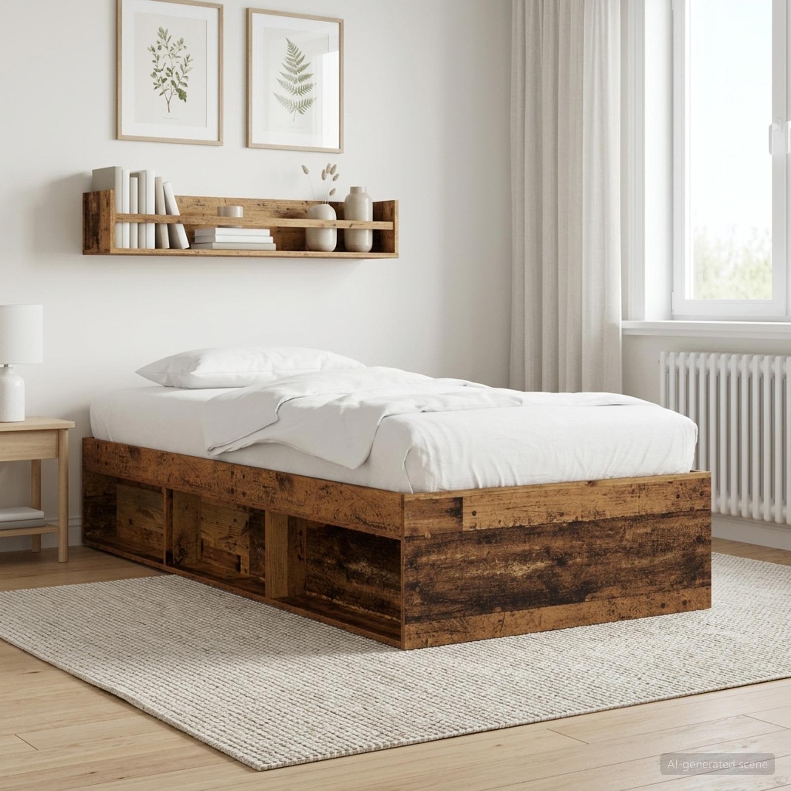 vidaXL Sänkykehys varastolla Vanha puu 80 x 200 cm Tekninen puu