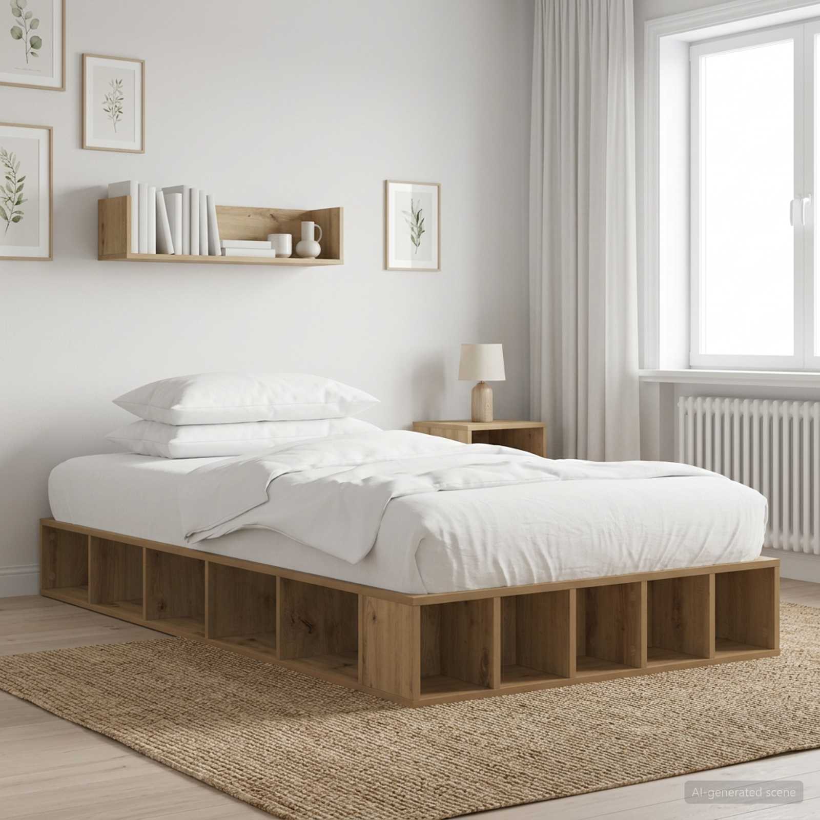 vidaXL Sänkykehys varastolla Artisaanitammi 80 x 200 cm Tekninen puu
