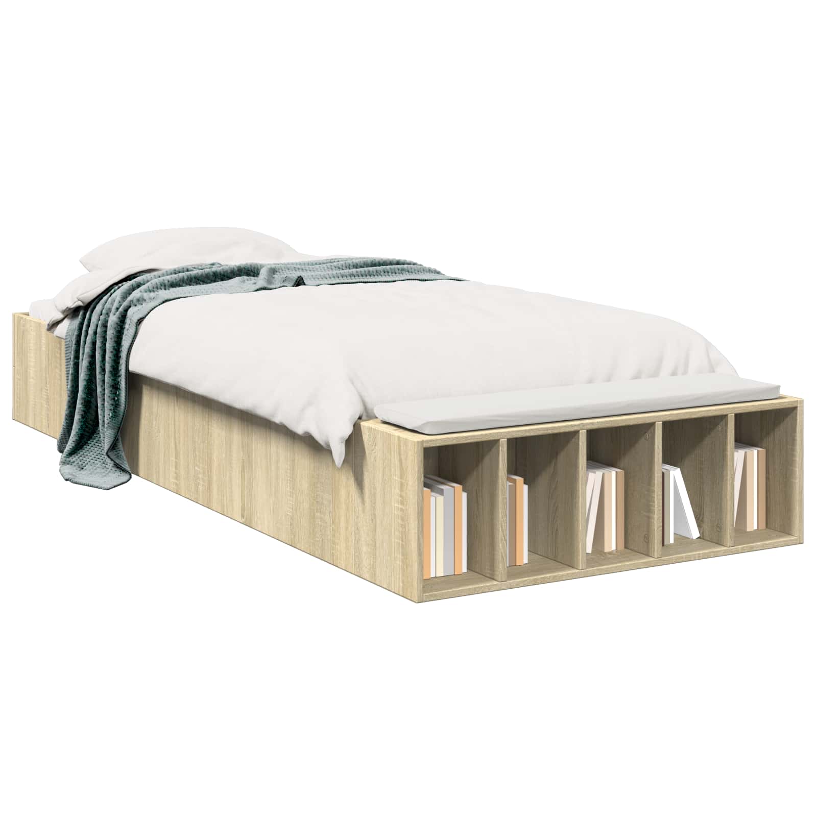 vidaXL Bedframe met opslag Sonoma Eiken 80 x 200 cm Bewerkt hout, foto 3