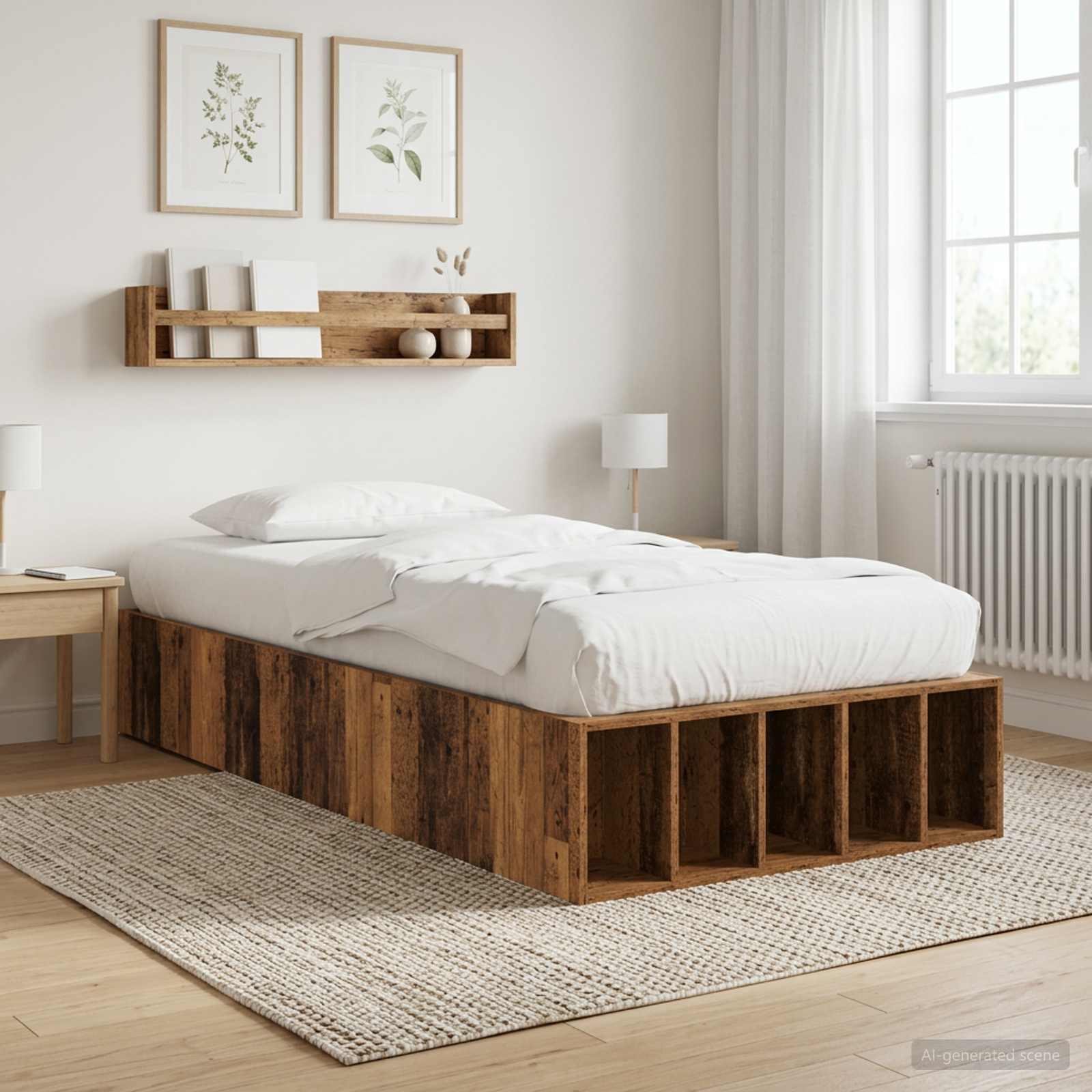 vidaXL Sänkykehys varastolla Vanha puu 80 x 200 cm Tekninen puu