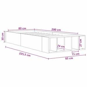 Rám postele s úložným prostorem Dub artisan 80 x 200 cm - obrázek 9