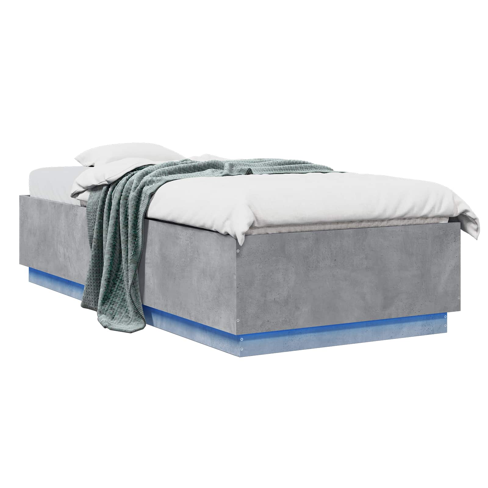 vidaXL Bed Frame met LED Betongrijs 80 x 200 cm Bewerkt hout grijs, foto 3