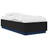 vidaXL LED-lampidega voodiraam Must tamm 80 x 200 cm Tehispuit