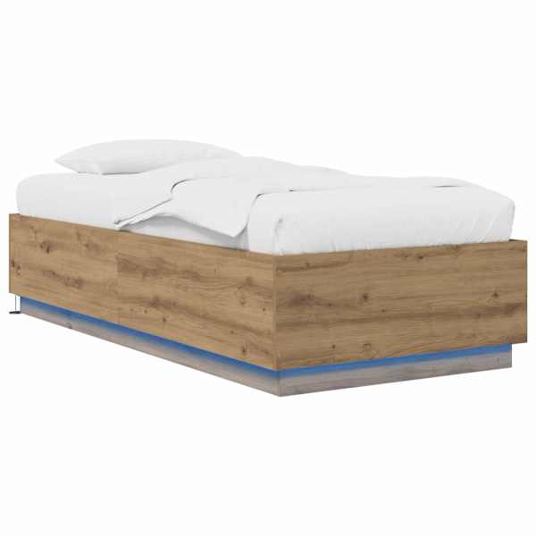 vidaXL LED-lampidega voodiraam Artisan tamm 80 x 200 cm Tehispuit