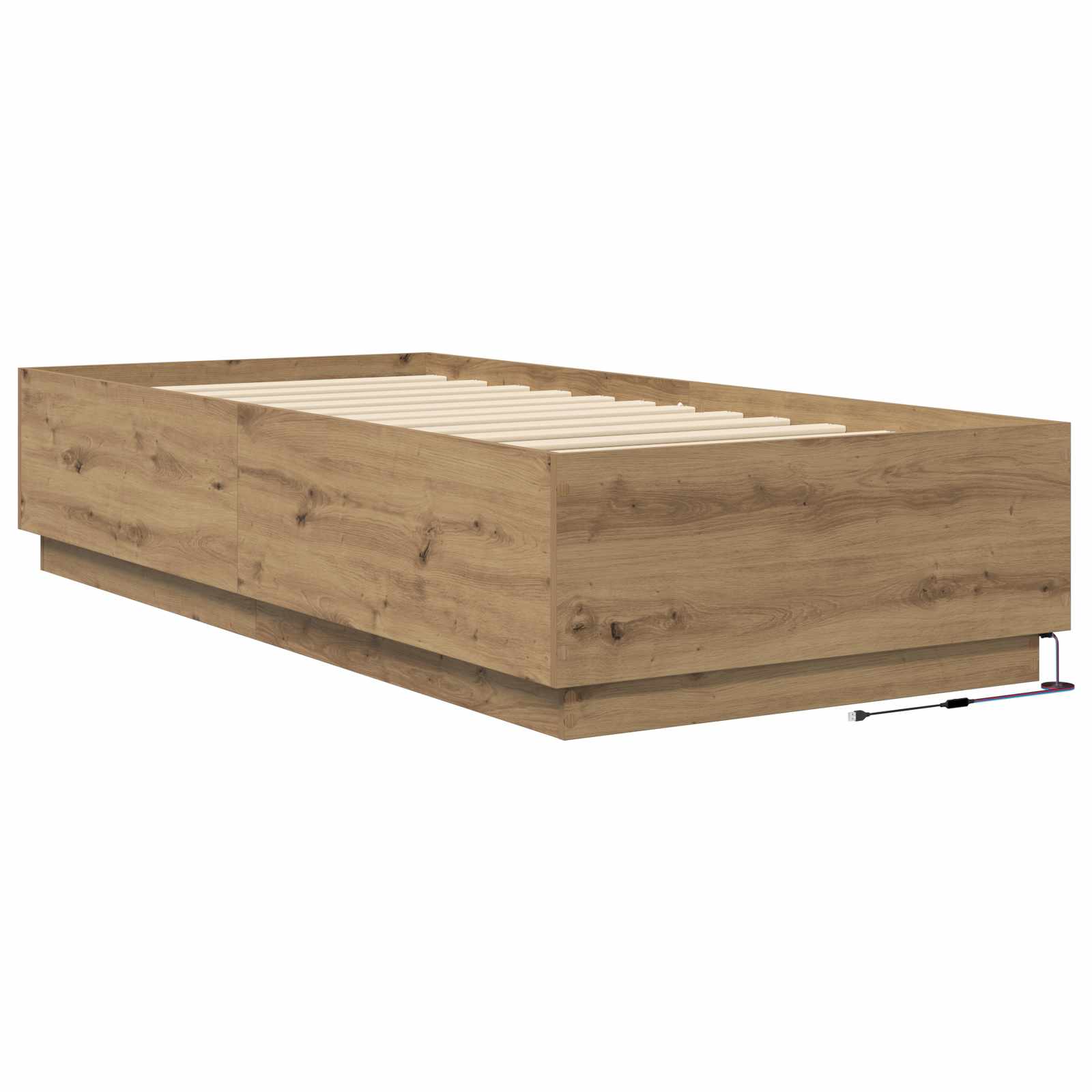 vidaXL Bettgestell mit LED Kunsthandwerk Eiche 80 x 200 cm – Bild 6