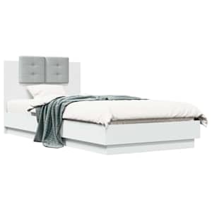 vidaXL Peatsiga voodiraam peaga Valge 80 x 200 cm Tehispuit