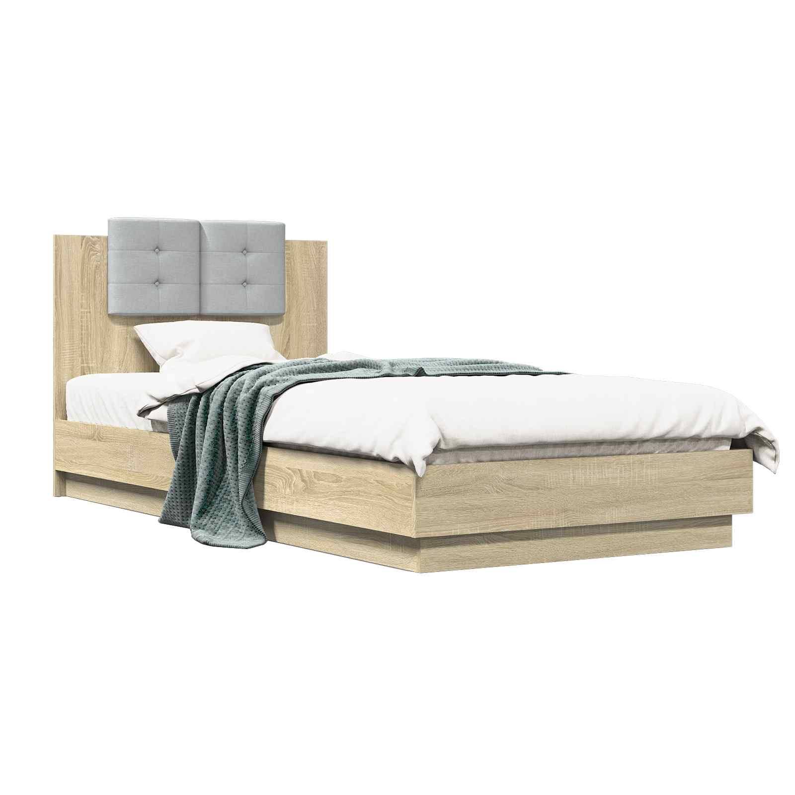 vidaXL Bettgestell mit Kopfteil Sonoma-Eiche 80 x 200 cm Holzwerkstoff – Bild 2
