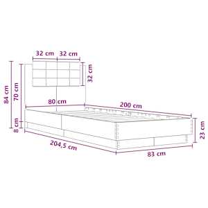 Rám postele s čelem Černý dub 80 x 200 cm Kompozitní dřevo - obrázek 9