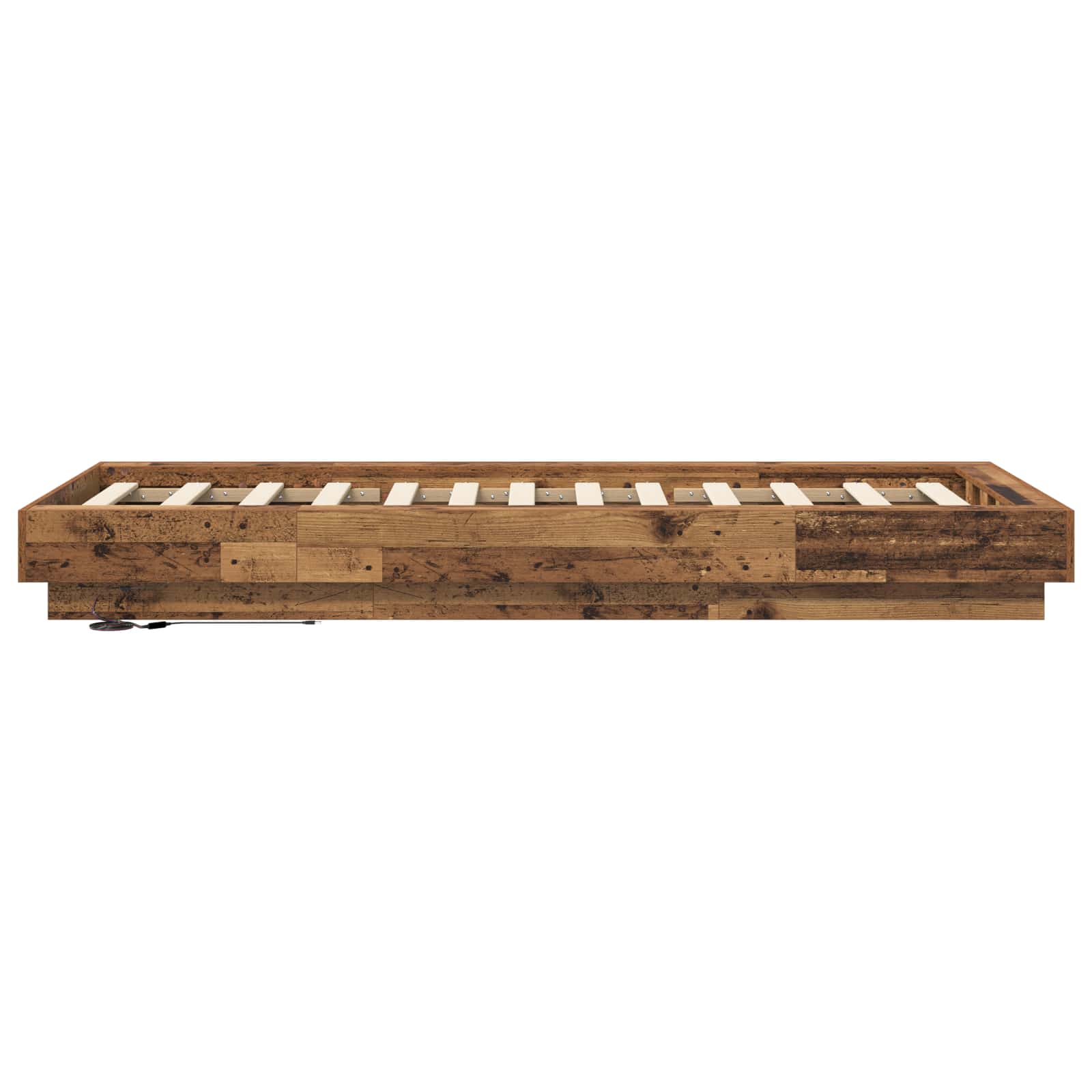 Sängyn runko LED-valolla Vanha puu 80 x 200 cm Tekninen puu - Image 6