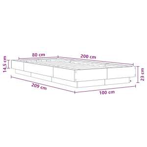 Postelový rám s LED Staré dřevo 80 x 200 cm Kompozitní dřevo - obrázek 9