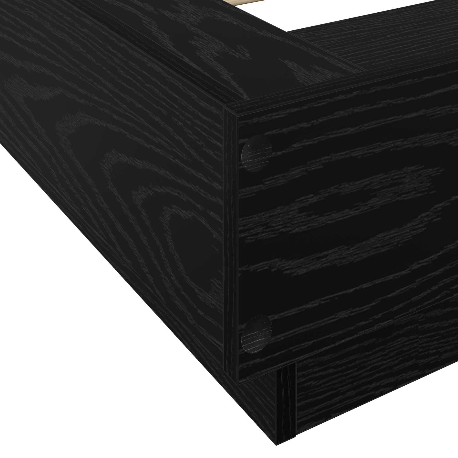 Sängyn runko LED-valolla Musta tammi 80 x 200 cm Tekninen puu - Image 7