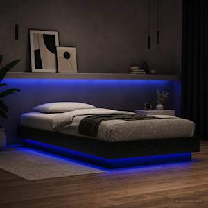 Postelový rám s LED Černý dub 80 x 200 cm Kompozitní dřevo - obrázek 3