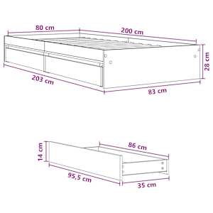 Rám postele s úložným prostorem Dub sonoma 80 x 200 cm - obrázek 10