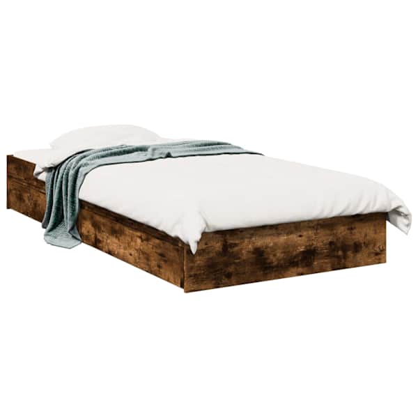 vidaXL Voodiraam ladustamisega Suitsutatud tamm 80 x 200 cm Tehispuit