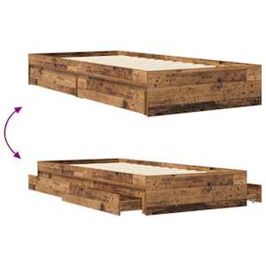 Rám postele s úložným prostorem Staré dřevo 80 x 200 cm - obrázek 8