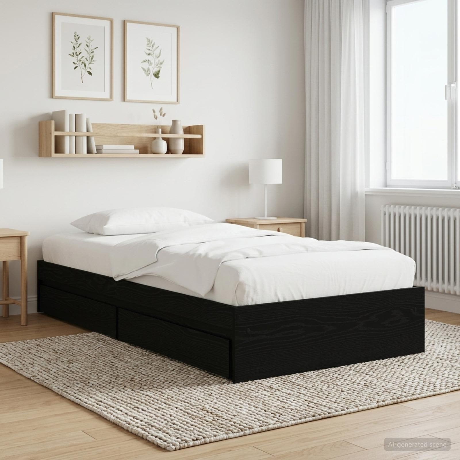 Sänkykehys varastolla Musta tammi 80 x 200 cm Tekninen puu