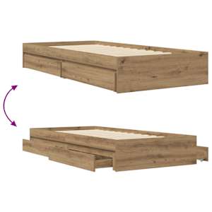 Rám postele s úložným prostorem Dub artisan 80 x 200 cm - obrázek 8
