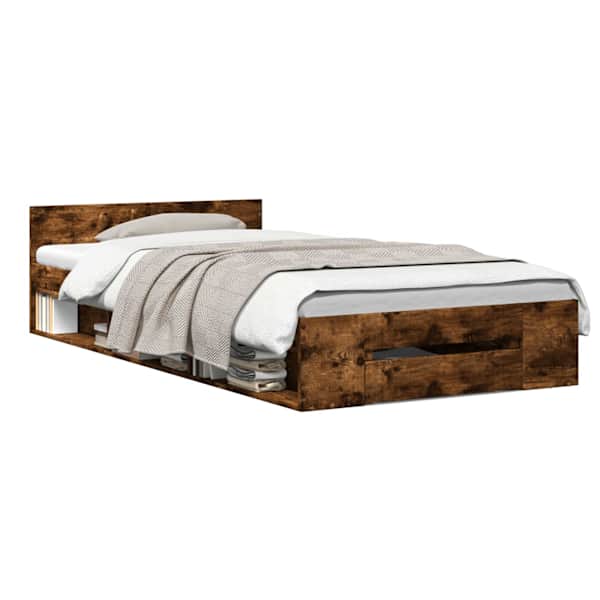 vidaXL Voodiraam ladustamisega Suitsutatud tamm 80 x 200 cm Tehispuit
