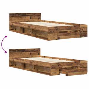 Rám postele s úložným prostorem Staré dřevo 80 x 200 cm - obrázek 8
