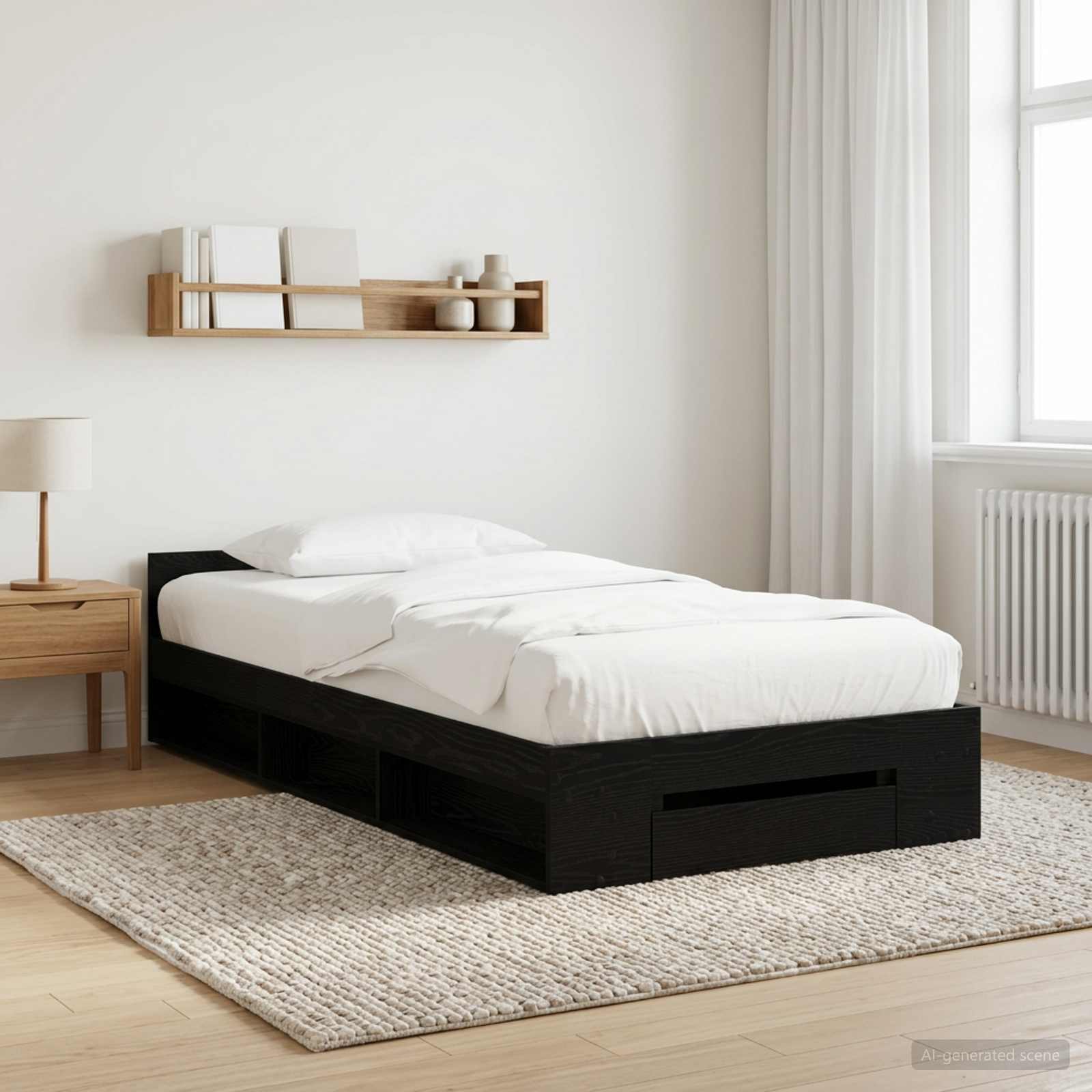 vidaXL Sänkykehys varastolla Musta tammi 80 x 200 cm Tekninen puu