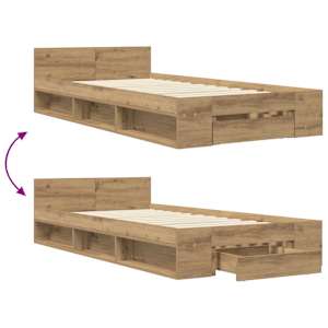 Rám postele s úložným prostorem Dub artisan 80 x 200 cm - obrázek 8