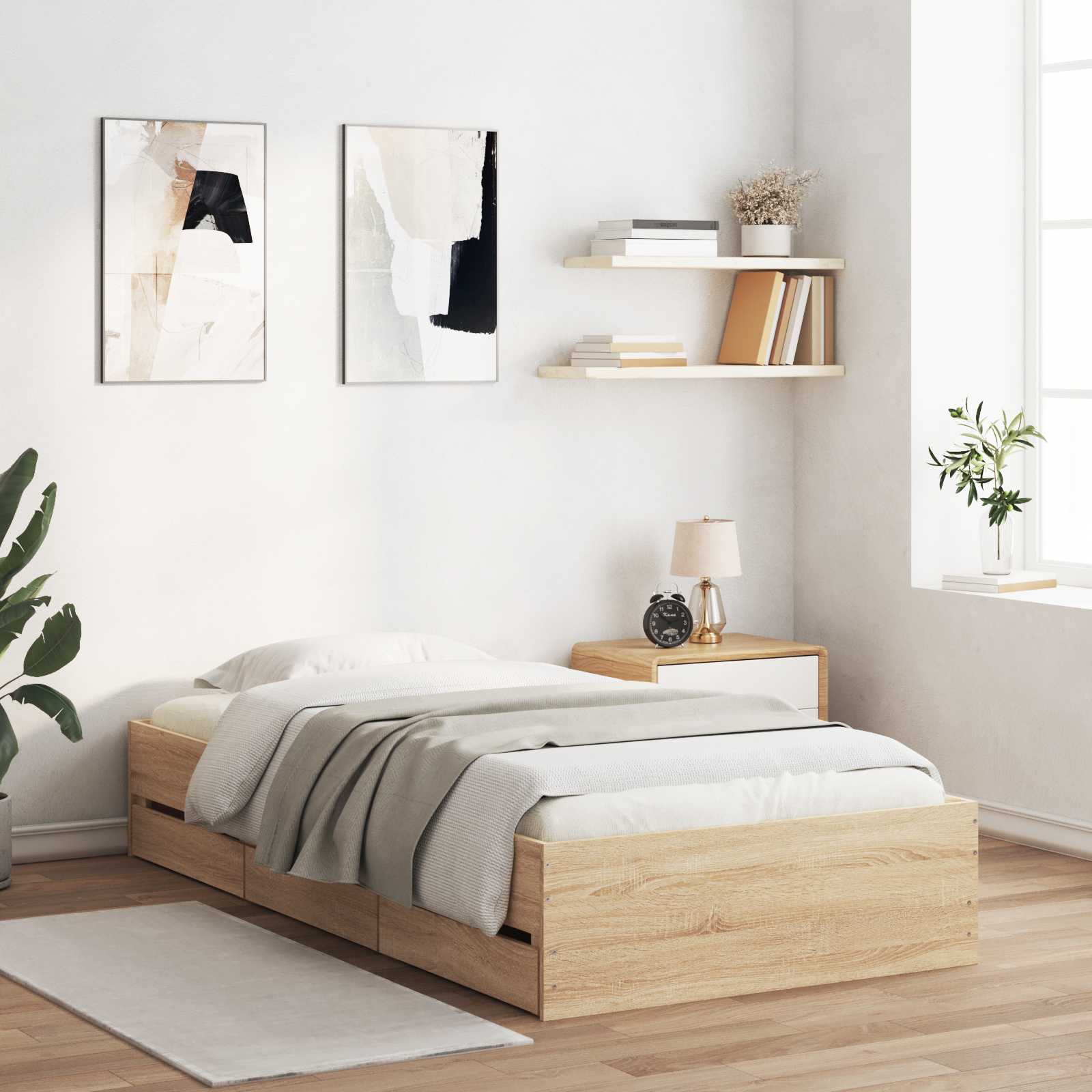 vidaXL Bettgestell mit Stauraum Sonoma-Eiche 80 x 200 cm Holzwerkstoff