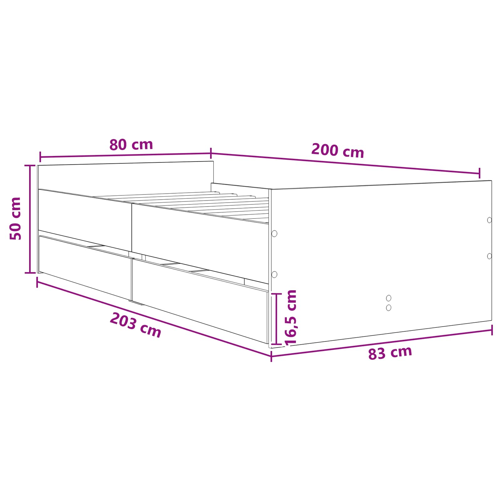 Voodiraam ladustamisega Vana puit 80 x 200 cm Tehispuit 8 Kõik vajalik sinu aeda ja koju! Voodiraam ladustamisega Vana puit 80 x 200 cm Tehispuit - Image 8