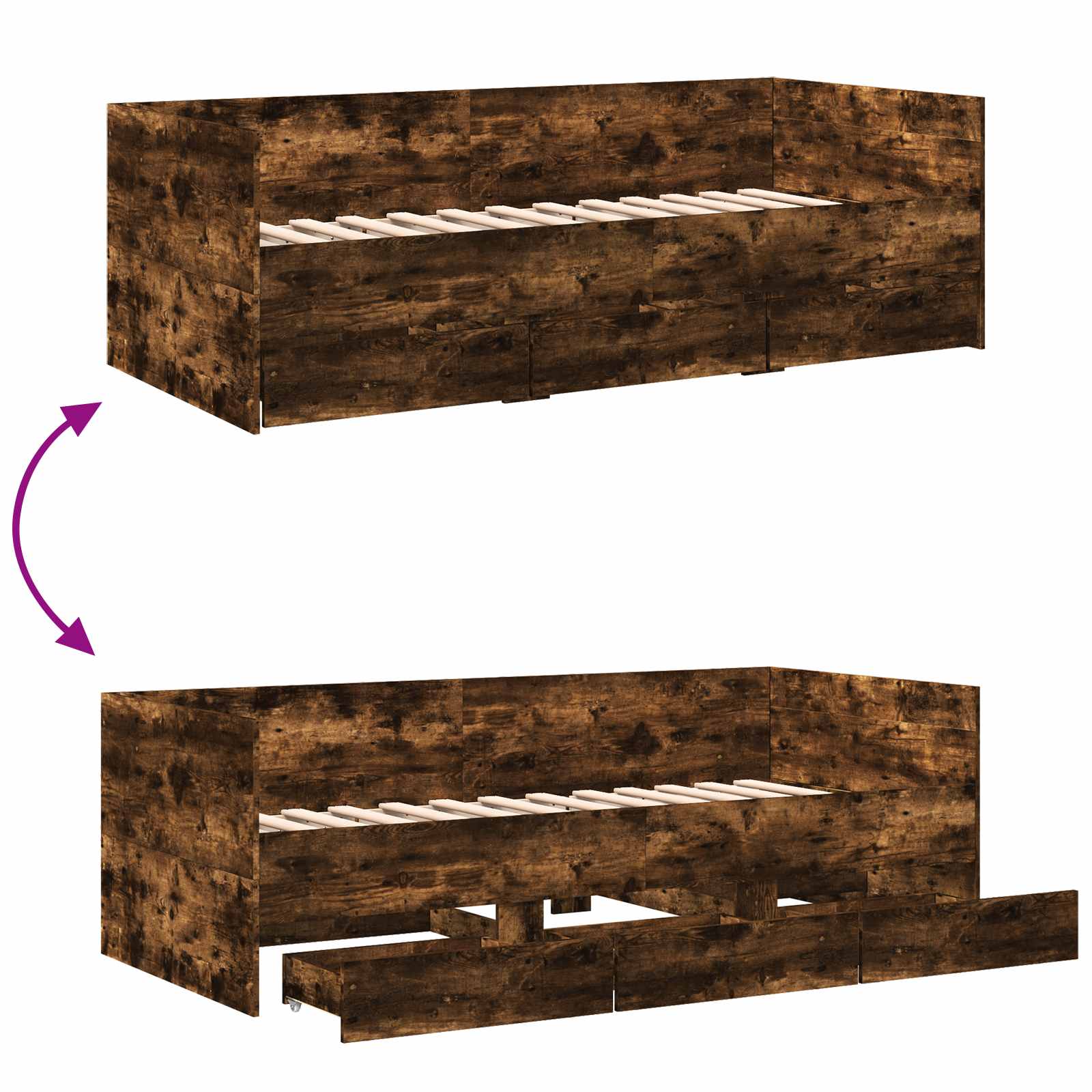 Päivävuode laatikon kanssa päätyllä Savutammi Tekninen puu - Image 8