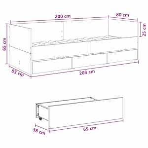 Daybed se zásuvkou s čelo Betonově šedá kompozitní dřevo - obrázek 10