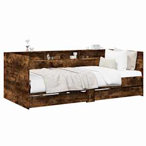 Daybed se zásuvkou s policí s čelo Kouřový dub kompozitní dřevo - obrázek 2