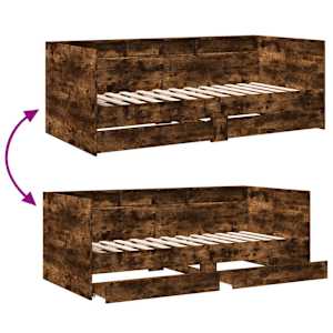 Daybed se zásuvkou s policí s čelo Kouřový dub kompozitní dřevo - obrázek 8