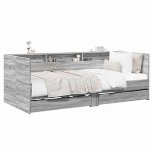 Daybed se zásuvkou s policí s čelo Šedý Sonoma kompozitní dřevo - obrázek 2