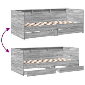 Daybed se zásuvkou s policí s čelo Šedý Sonoma kompozitní dřevo - obrázek 8