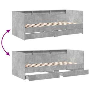 Daybed se zásuvkou s policí Betonově šedá kompozitní dřevo - obrázek 8
