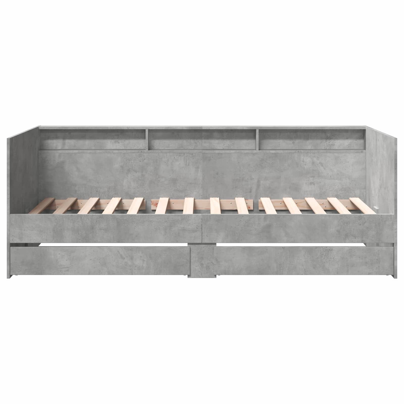 Päivävuode laatikon kanssa hyllyllä Betoninharmaa Tekninen puu - Image 5