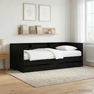 Daybed se zásuvkou s policí s čelo Černý dub kompozitní dřevo - obrázek 1