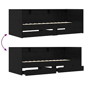 Daybed se zásuvkou s policí s čelo Černý dub kompozitní dřevo - obrázek 8