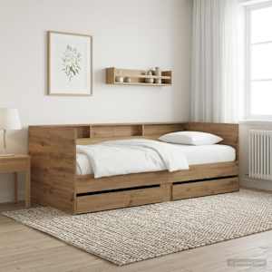 Daybed se zásuvkou s policí s čelo Dub artisan kompozitní dřevo - obrázek 1