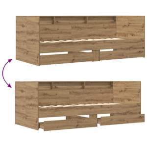 Daybed se zásuvkou s policí s čelo Dub artisan kompozitní dřevo - obrázek 8
